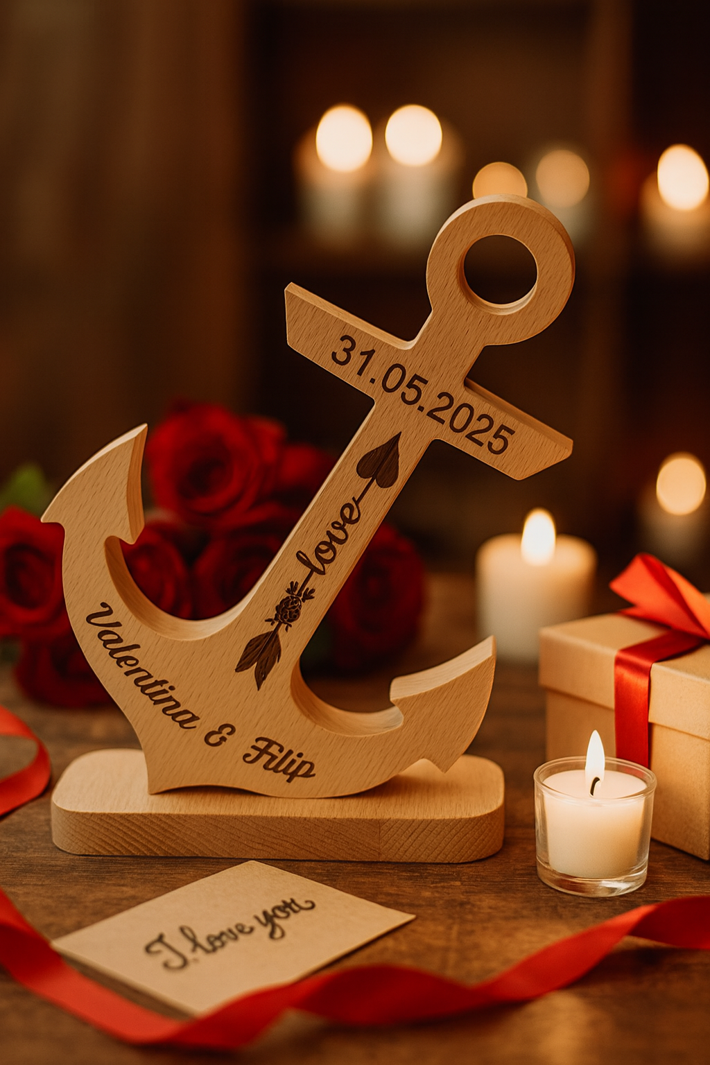 Personalisierte Ankerdekoration mit Rosen