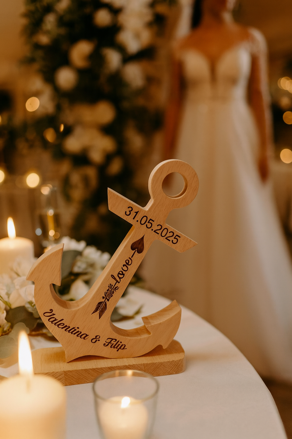 Personalisierte Holzanker zur Hochzeit