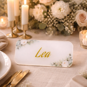 Personalisierte Tischkärtchen aus Acrylglas – Elegante Platzkarten mit 3D Halter für Hochzeiten 💍✨