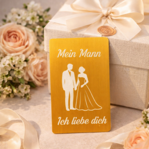 Personalisierte Visitenkarte aus Edelstahl – Romantische Liebeskarte „Mein Mann / Meine Frau“ 💍✨