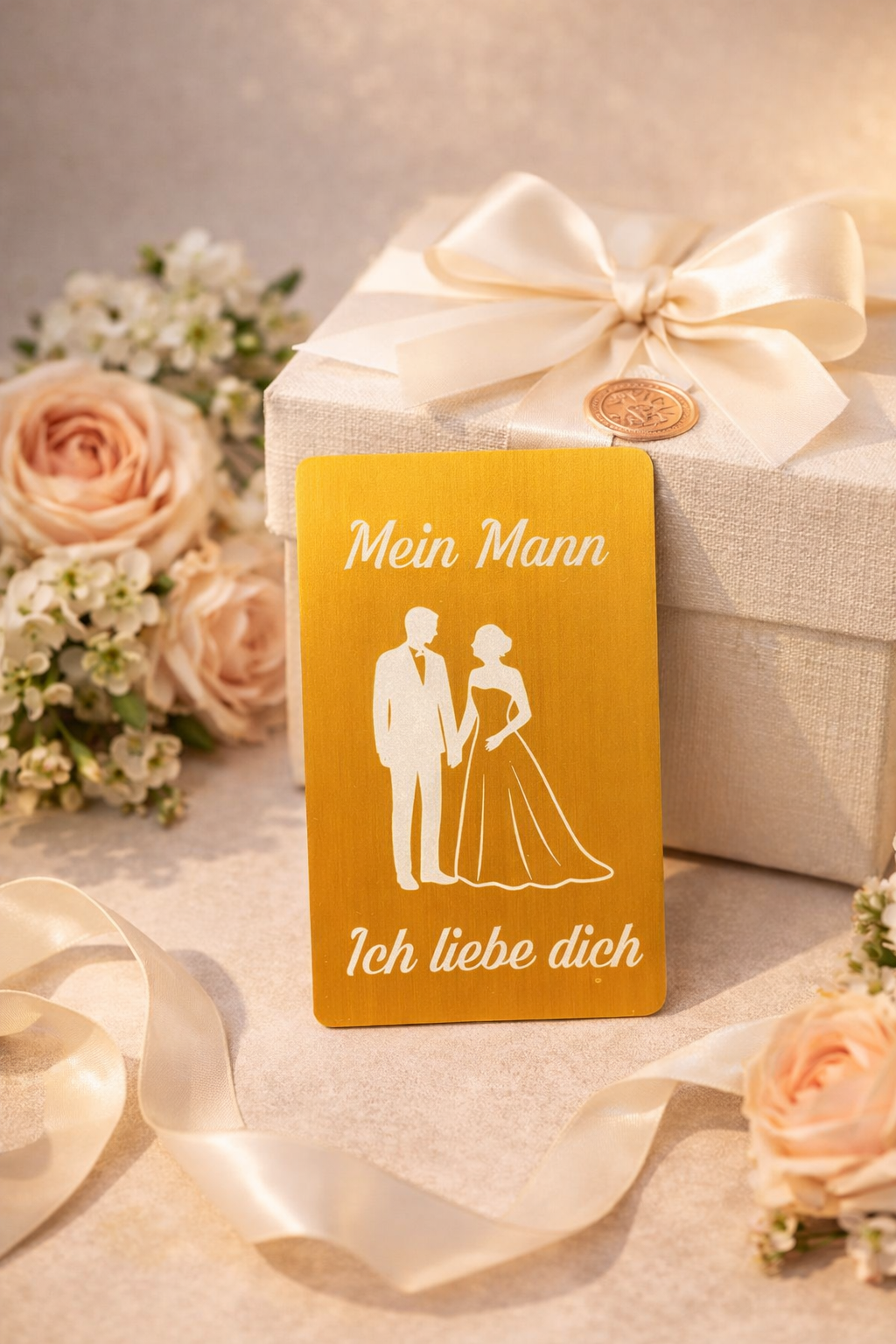 Personalisierte Visitenkarte aus Edelstahl – Romantische Liebeskarte „Mein Mann / Meine Frau“ 💍✨