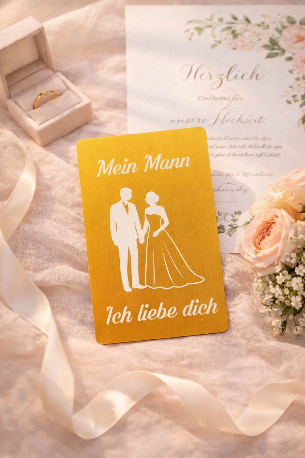 Personalisierte Visitenkarte aus Edelstahl – Romantische Liebeskarte „Mein Mann / Meine Frau“ 💍✨ – Bild 8