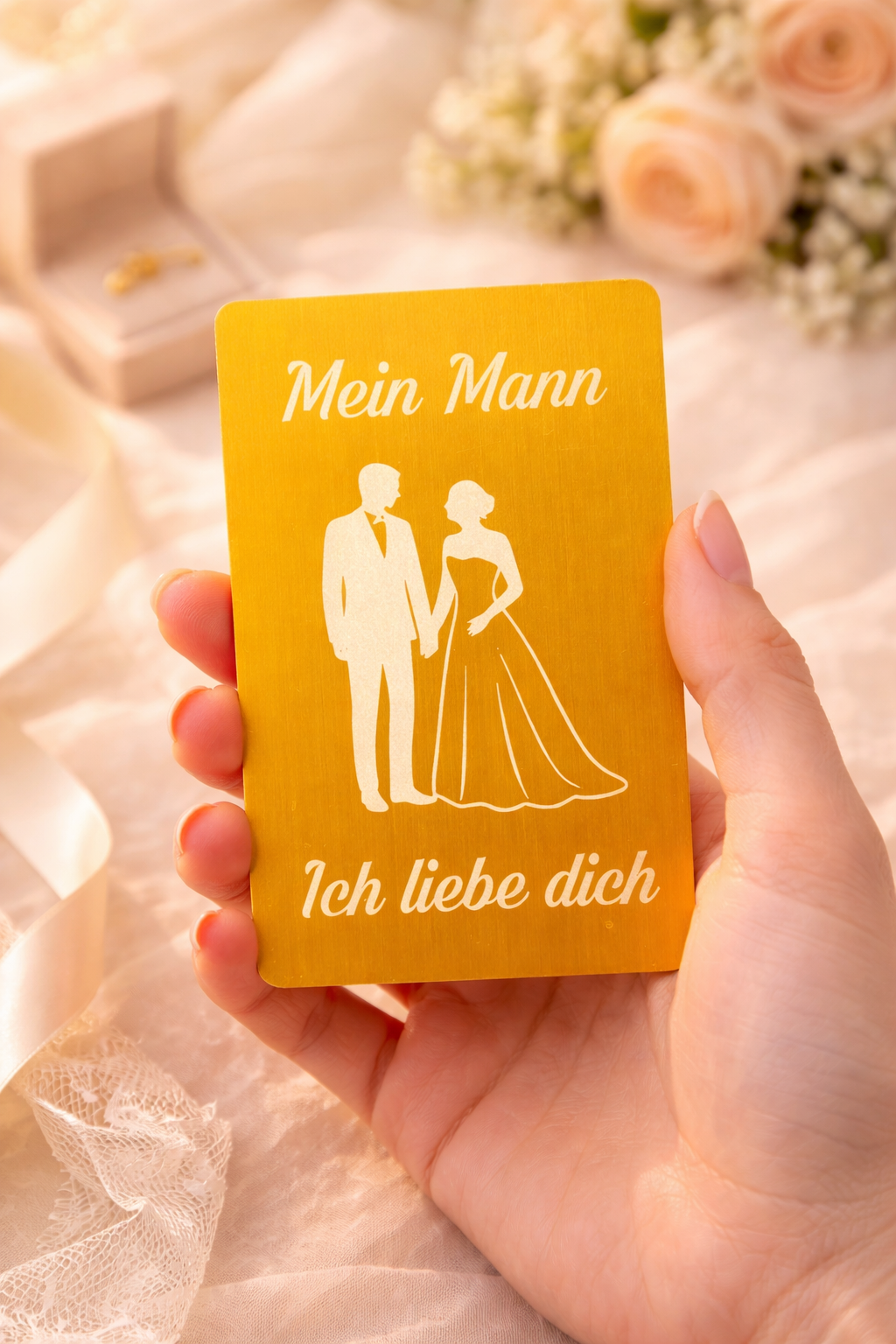 Personalisierte Visitenkarte aus Edelstahl – Romantische Liebeskarte „Mein Mann / Meine Frau“ 💍✨ – Bild 7