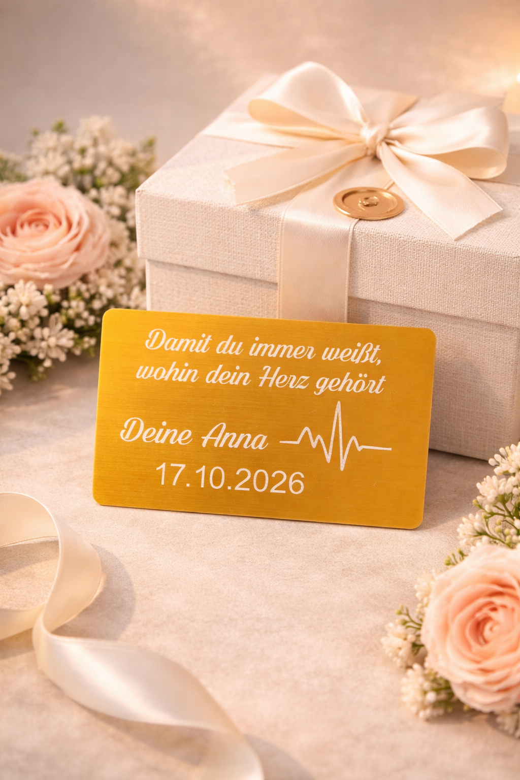 Personalisierte Visitenkarte aus Edelstahl – Romantische Liebeskarte „Mein Mann / Meine Frau“ 💍✨ – Bild 6