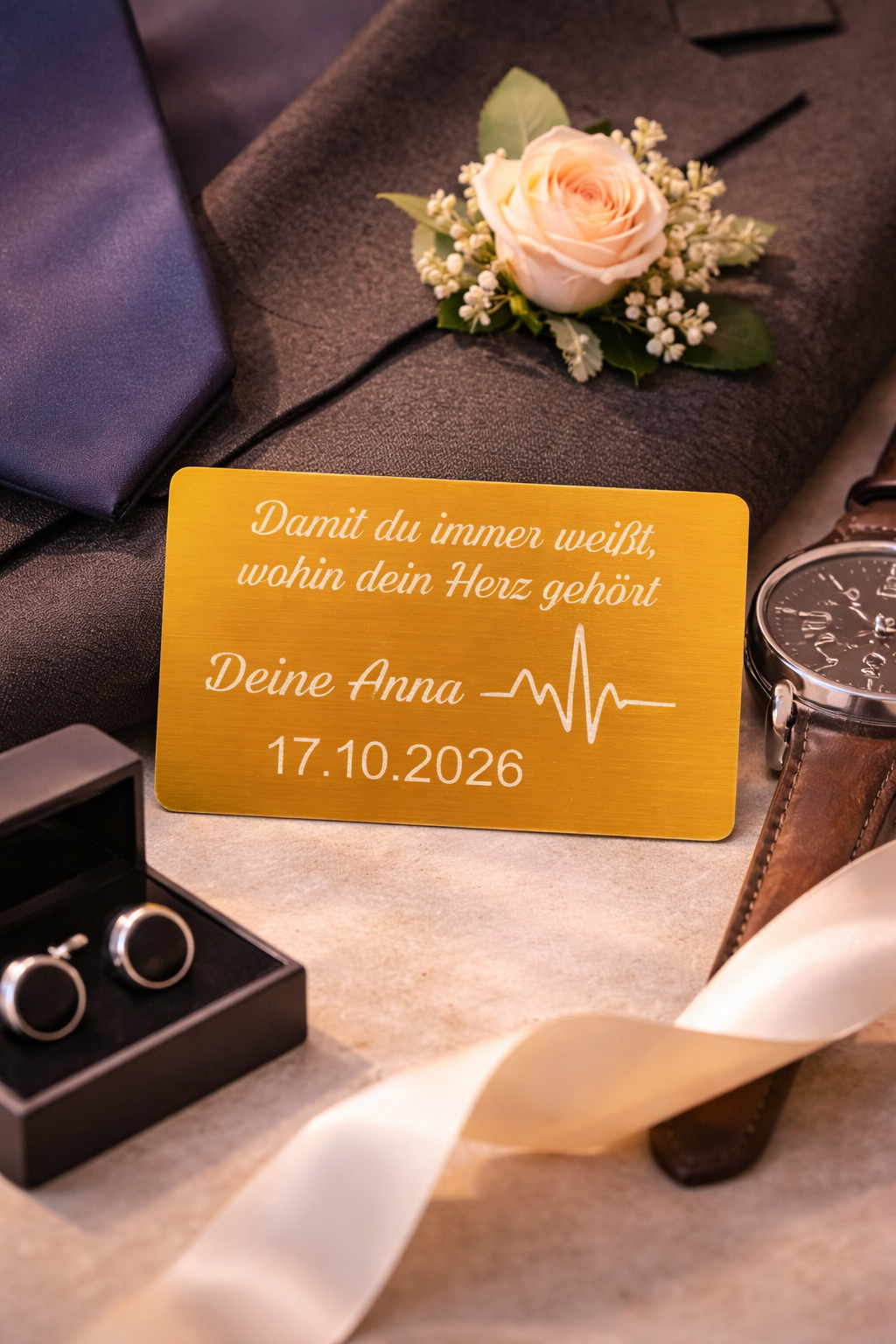 Personalisierte Visitenkarte aus Edelstahl – Romantische Liebeskarte „Mein Mann / Meine Frau“ 💍✨ – Bild 5