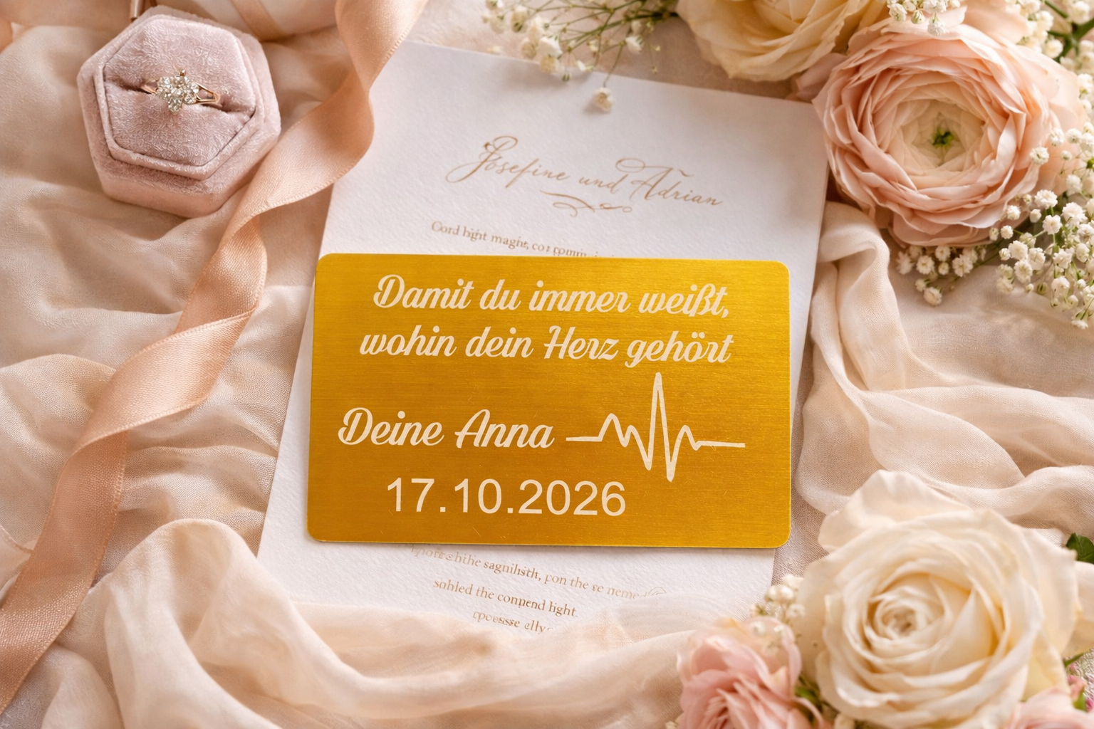 Personalisierte Visitenkarte aus Edelstahl – Romantische Liebeskarte „Mein Mann / Meine Frau“ 💍✨ – Bild 3