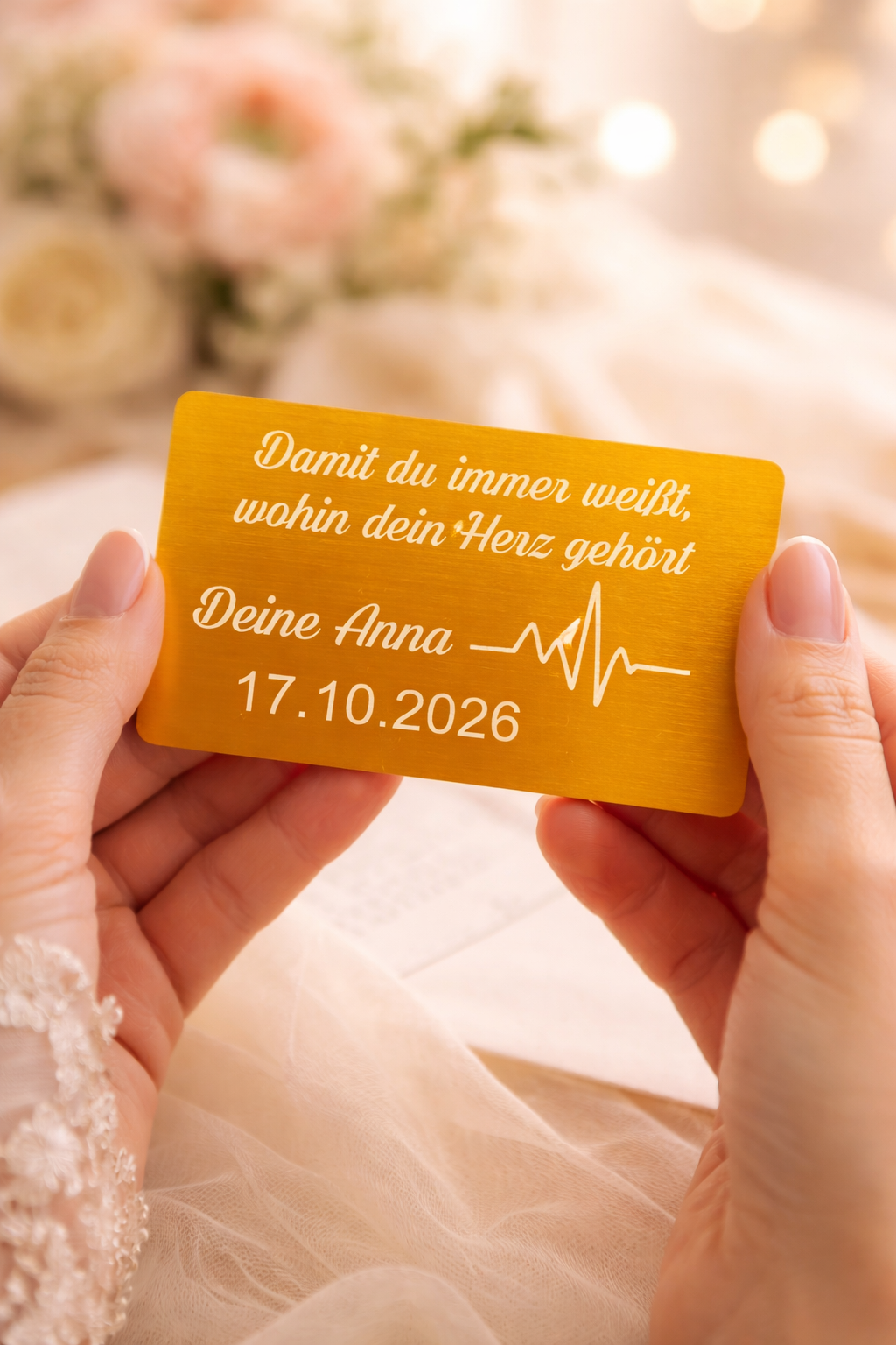 Personalisierte Visitenkarte aus Edelstahl – Romantische Liebeskarte „Mein Mann / Meine Frau“ 💍✨ – Bild 2