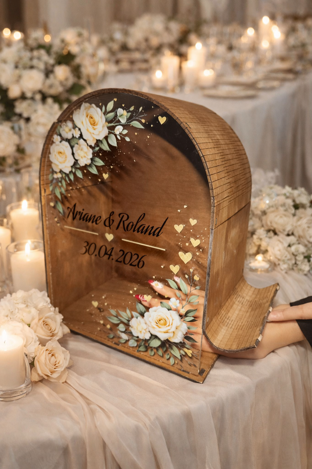 Personalisierte Kuvertbox aus Buchenholz mit Acrylglas – Wiederverwendbare Hochzeits Kartenbox 💌🌿 – Bild 5